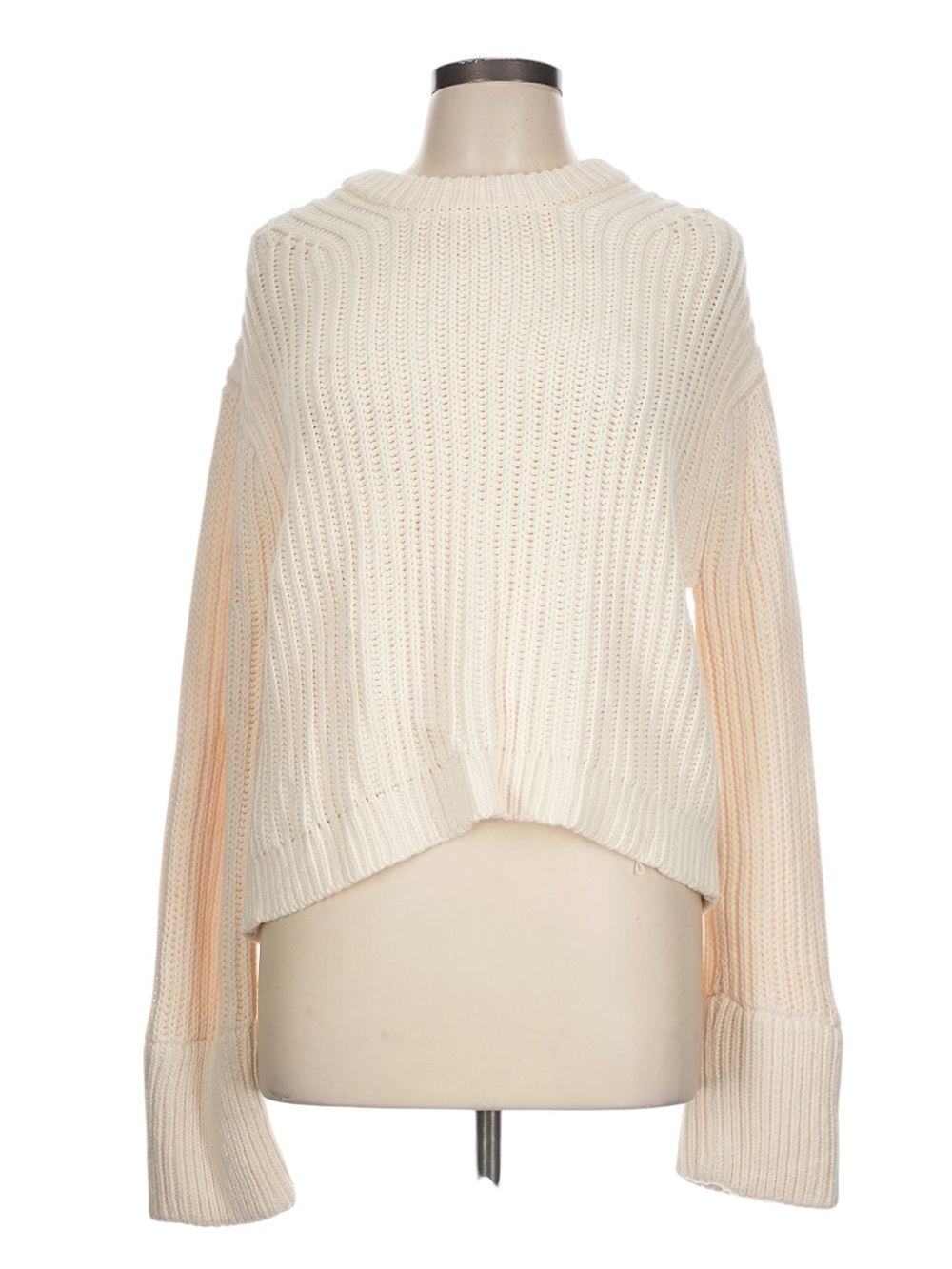 J. Crew Heritage Cotton Fisherman Crewneck Sweater L Cream Chunky Nautical